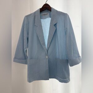 VINTAGE 80s ALFRED DUNNER cotton striped boxy BLAZER